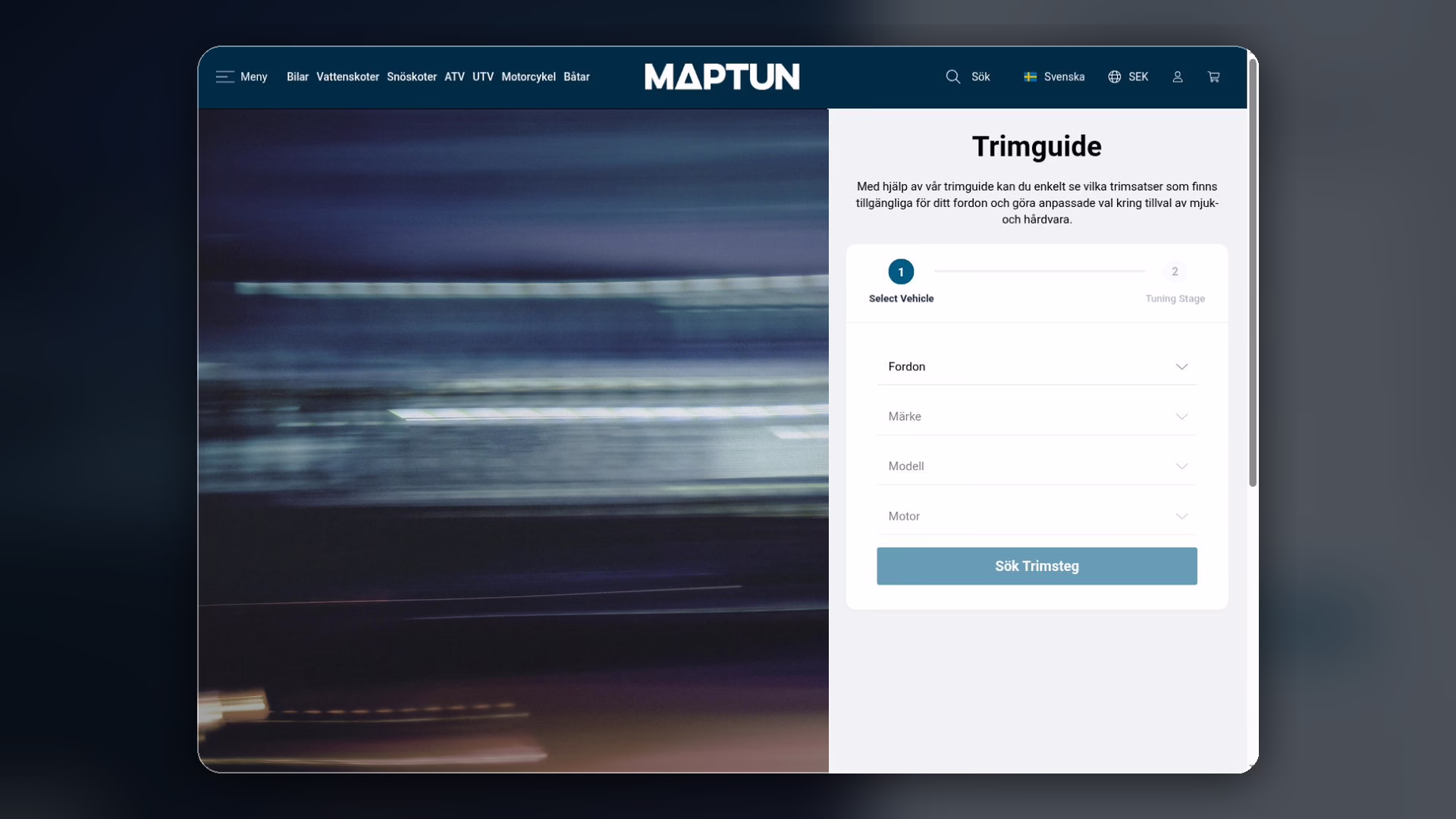 Produktsida för motoroptimering i Maptunes BigCommerce-butik
